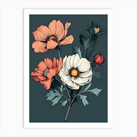 Flowers On A Dark Background 2 Art Print