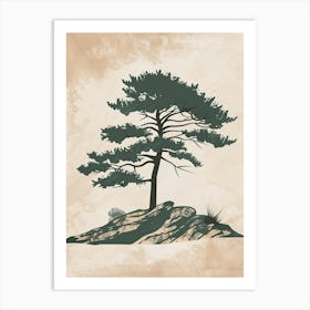 Cedar Tree Minimal Japandi Illustration 1 Art Print