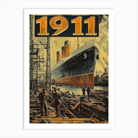 Aihrgdesign A Vintage Engineering Poster Showing The Titanic 6 Art Print