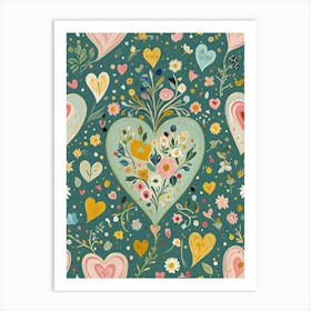 Hearts And Flowers Art Print