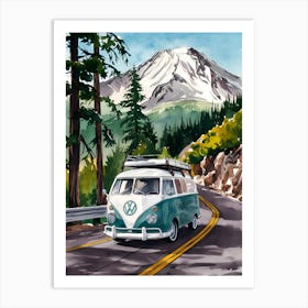 Vw Bus On The Road Art Print