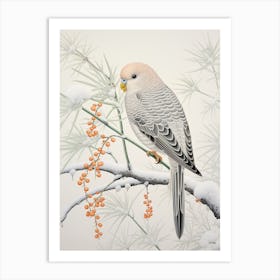 Winter Bird Painting Budgerigar 2 Art Print