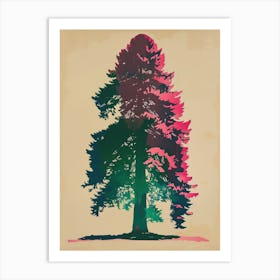Redwood Tree Colourful Illustration 2 Art Print