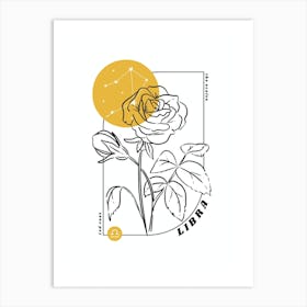 Libra Birth Flower & Zodiac Sign Art Print