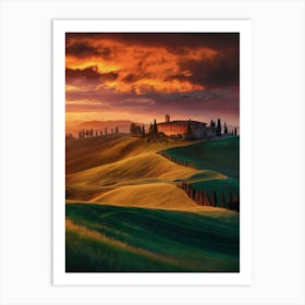 Sunset In Tuscany 1 Art Print