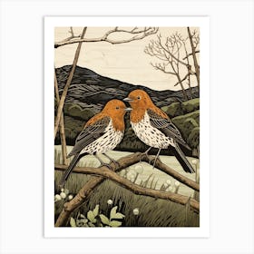 Art Nouveau Birds Poster Dunlin 1 Art Print