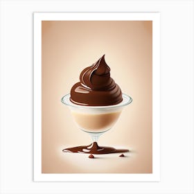 Chocolate Mousse Dessert Retro Minimal 1 Flower Art Print