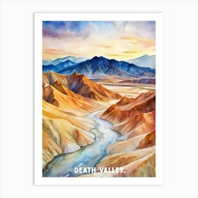 Death Valley National Park Watercolor Painting Art Print