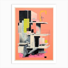 A House In Shangai, Abstract Risograph Style 2 Art Print