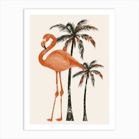 Jamess Flamingo And Palm Trees Minimalist Illustration 1 Art Print