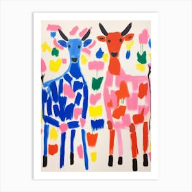 Colourful Kids Animal Art Goat Art Print