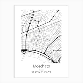 Moschato,Greece Minimalist Map Art Print