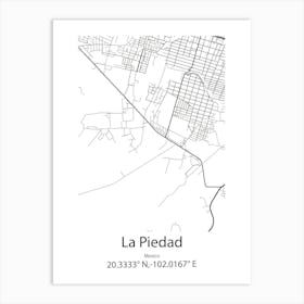 La Piedad,Mexico Minimalist Map Art Print