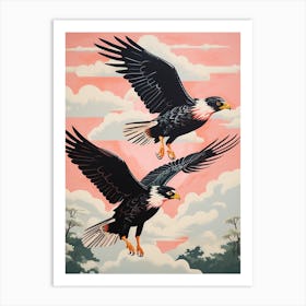 Vintage Japanese Inspired Bird Print Crested Caracara 1 Art Print