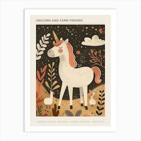 Unicorn & Farm Friends Muted Pastel 1 Poster Art Print