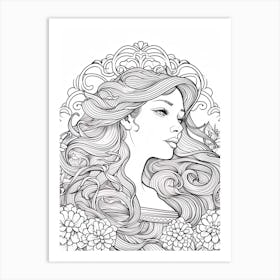 Line Art Inspired By The Birth Of Venus 12 Art Print