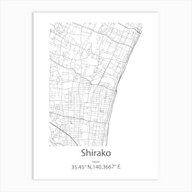 Shirako,Japan Minimalist Map Affiche