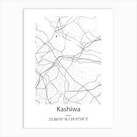 Kashiwa,Japan Minimalist Map Art Print