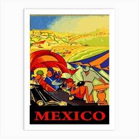 Mexico, Art Deco Vintage Travel Poster Art Print