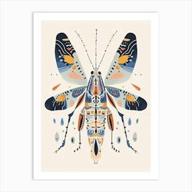 Colourful Insect Illustration Grasshopper 3 Art Print