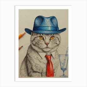 Cat In A Hat 14 Art Print