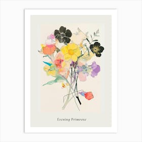 Evening Primrose 3 Collage Flower Bouquet Poster Art Print