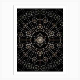 Geometric Glyph Radial Array in Glitter Gold on Black n.0251 Art Print