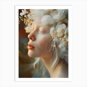 Portrait Of A Girl With Flowers 3 Art Print