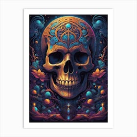 Skull And Flowers Art Print