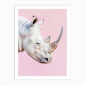 Rhino On Pink Background 1 Art Print