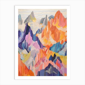 Zugspitze Germany 2 Colourful Mountain Illustration Art Print