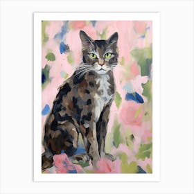A American Bobtail Cat Painting, Impressionist Painting 3 Art Print