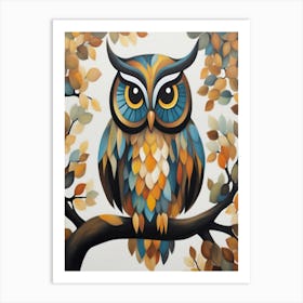 Owl On A Branch Art Print