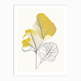 Ginkgo Spices And Herbs Minimal Line Drawing 2 Art Print