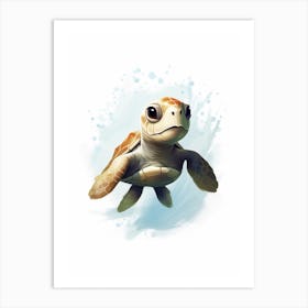 Cute Animated Sea Turtle 2 Art Print