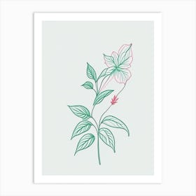 Peppermint Floral Minimal Line Drawing 4 Flower Art Print