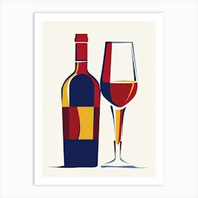 Wine Bottle And Glass Art Print