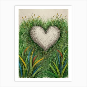 Heart In The Grass 1 Art Print