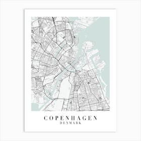 Copenhagen Denmark Street Map Minimal Color Art Print