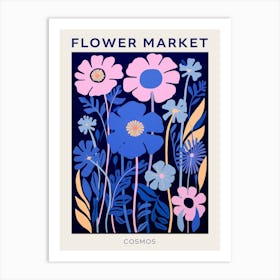 Blue Flower Market Poster Cosmos 1 Art Print