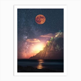 Mars On Sea Sunset Art Print