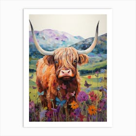 Patchwork Illustration Of A Highland Cow 1 Art Print