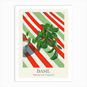 Marche Aux Legumes Basil Summer Illustration 9 Art Print