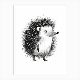 B&W Hedgehog 3 Art Print