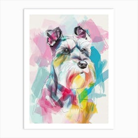 Pastel Miniature Schnauzer Dog Watercolour Line Illustration 2 Art Print