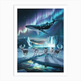 A Mesmerizing South Pole Scene Where The Animals 1 Art Print