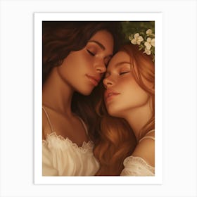 Girls Kissing Art Print