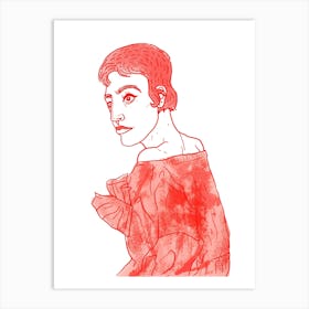 Red Woman Art Print