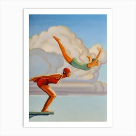 Two Swimmers Diving Art Print