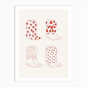 Red Cowboy Boots Art Print